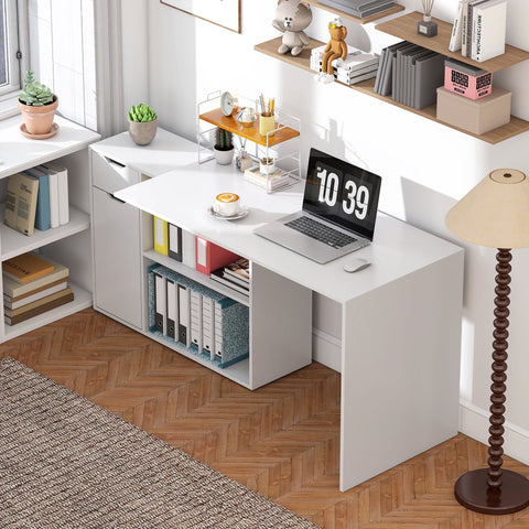 Rootz Flexible Desk - Home Office Desk - Convertible Table - Multi-Storage - 120cm x 96cm x 75cm
