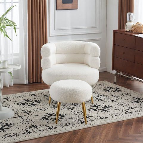 Rootz White Recliner Chair & Footstool Set - Armchair - Lounge Chair - Optimal Comfort - 69cm Seat Width x 69cm x 67cm x 73cm