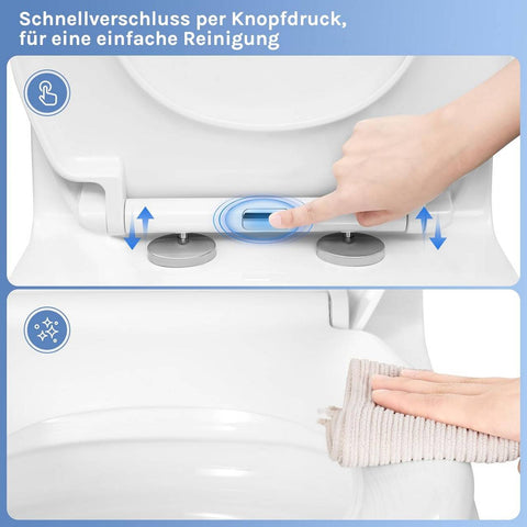 Rootz Toilet Seat - Commode Lid - Soft-Close Cover - Antibacterial - 451mm x 373mm - Sturdy up to 175kg