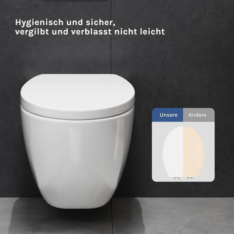 Rootz Toilet Seat - Commode Lid - Soft-Close Cover - Antibacterial - 451mm x 373mm - Sturdy up to 175kg