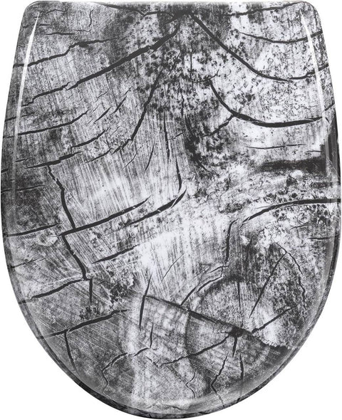 Rootz Toilet Seat - O-Shape Toilet Lid - Automatic Soft-Close - Durable & Antibacterial Thuroplast - 37cm x 47.5cm Grey