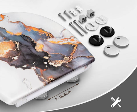 Rootz O-Shaped Thermoset Toilet Seat - Soft Close - Quick Release - Stainless Steel Hinges - 37cm x 47.5cm - Anthracite Wood Pattern