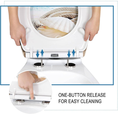 Rootz Premium Soft-Close Toilet Seat - Bathroom Lid - Quick Release Cover - Duroplast - Stainless Steel Hinges - 37cm x 47.5cm