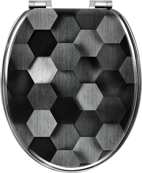 Rootz Toilet Seat - MDF Lid - Soft-Close - Easy Clean & Water-Repellent - O Shape - 37.8cm x 43.5cm