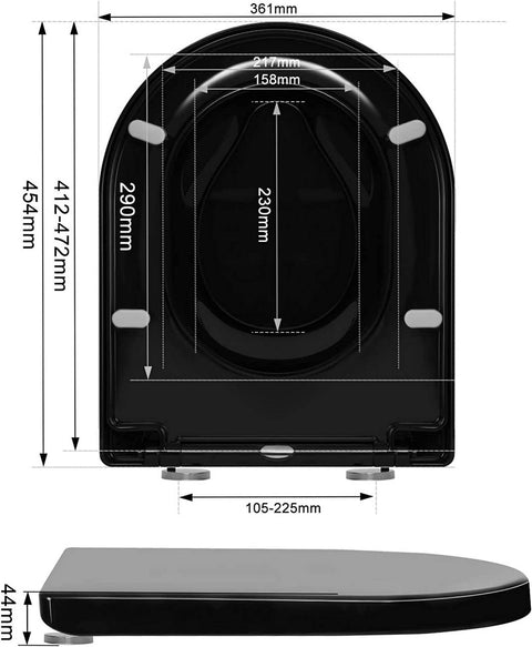 Rootz 2-in-1 Family Toilet Seat - Soft Close Toilet Lid - D-Shaped - Antibacterial - 454mm x 361mm x 175kg Capacity