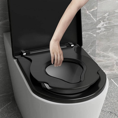 Rootz 2-in-1 Family Toilet Seat - Soft Close Toilet Lid - D-Shaped - Antibacterial - 454mm x 361mm x 175kg Capacity