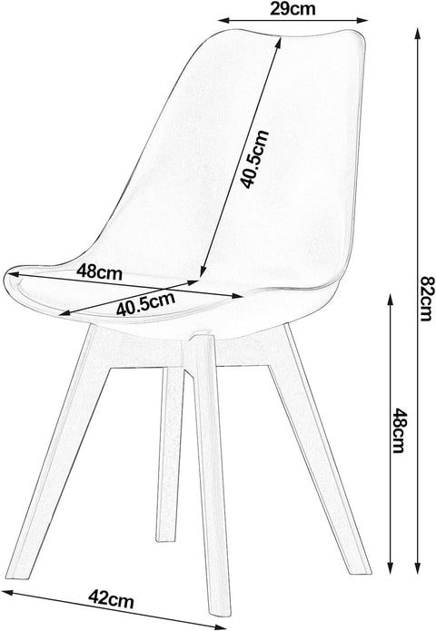 Rootz Dining Chair - Kitchen Chair - Modern Seating - High-Density Foam - Ergonomic Design - Anti-Slip - 48cm x 42cm x 82cm