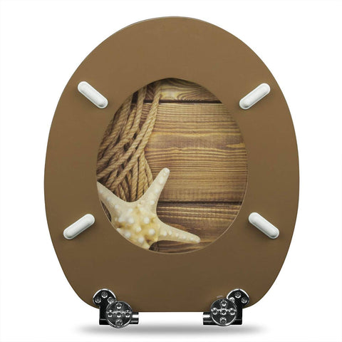 Rootz Multicolor Toilet Seat - Wooden Toilet Cover - Soft Close Lid - Antibacterial Surface - Chrome Hinges - 37.7cm x 43.6cm