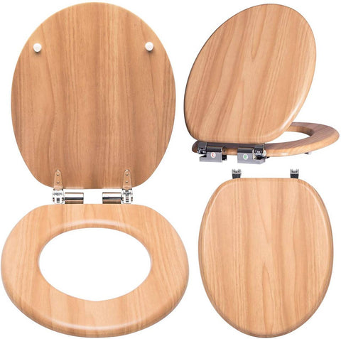 Rootz Soft-Close Toilet Seat - Antibacterial Bathroom Seat - O-Shaped Seat - 37.8cm x 43.8cm - PVC Coated MDF - Anti-Slip Buffers