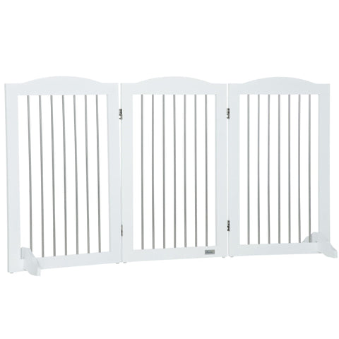 Rootz Folding Dog Barrier - Pet Gate - Adjustable Dog Fence - Durable MDF - 154cm x 30cm x 80cm - White
