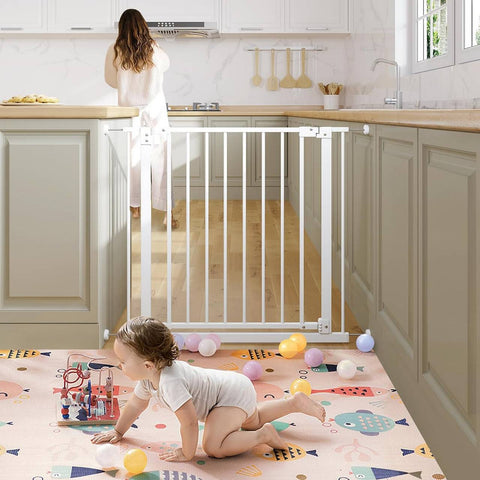 Rootz Baby Gate - Child Safety Gate - Stair Gate - Adjustable - Self-Locking - 75-87cm x 76cm x 2.5cm - Secure Metal Frame