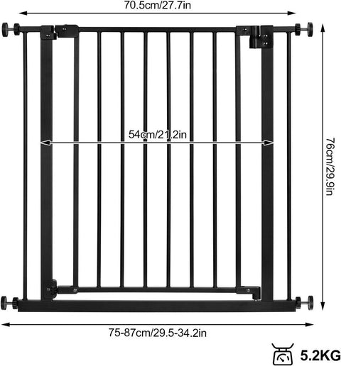 Rootz Safety Door Gate - Child Gate - Baby Gate - Adjustable Metal Frame - Easy Installation - 75-87cm x 76cm x 2.5cm