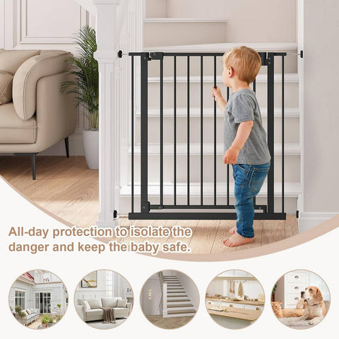 Rootz Safety Door Gate - Child Gate - Baby Gate - Adjustable Metal Frame - Easy Installation - 75-87cm x 76cm x 2.5cm