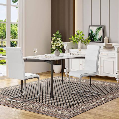 Rootz Dining Room Chairs Set of 6 - Modern Chairs - Stylish Seating - Faux Leather - Ergonomic & Stable - Floor Protection - 41cm x 100cm x 55.5cm