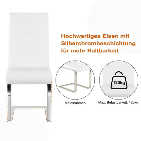 Rootz Dining Room Chairs Set of 6 - Modern Chairs - Stylish Seating - Faux Leather - Ergonomic & Stable - Floor Protection - 41cm x 100cm x 55.5cm