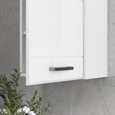 Rootz Hanging Bathroom Cabinet - Wall Cabinet - Bathroom Storage - Adjustable Shelf - Hygienic MDF - 37 x 22.5 x 70 cm - Gloss White