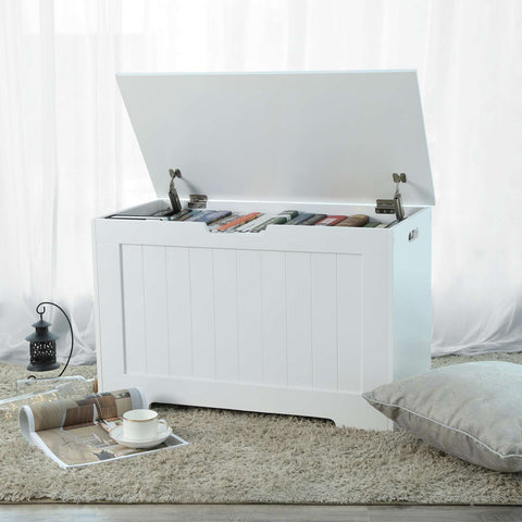 Rootz Storage Chest - Bench Box - MDF Organizer - 180kg Capacity - 76cm x 48cm x 40cm - White
