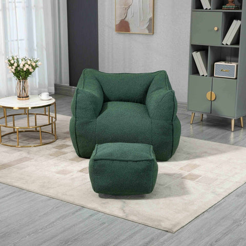 Rootz Bouclé Bean Bag Chair - Lounge Chair - Memory Foam Chair - Unmatched Comfort - 91x83x66cm