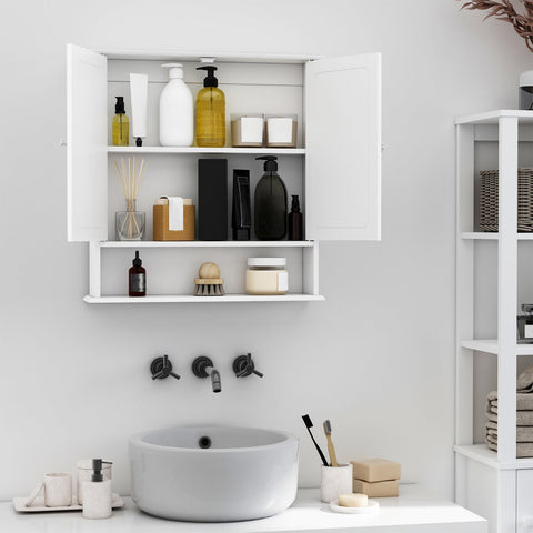 Rootz Wall Mirror Bathroom Shelf - Vanity Mirror - Reflective Cabinet - Adjustable Shelf - 56L x 13W x 58H cm