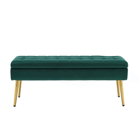 Rootz Modern Storage Bench - Velvet Ottoman - Upholstered Seat - Elegant & Comfortable - 111cm x 35cm x 44.5cm