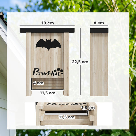 Rootz 3-Set Bat Box - Bat House - Bat Habitat - Waterproof Coating - 18cm x 6cm x 22.5cm