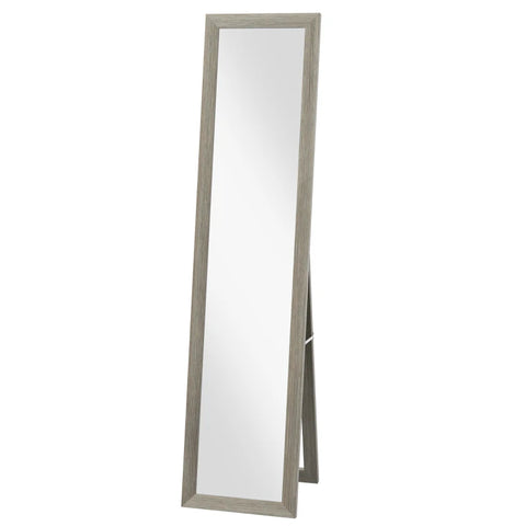 Rootz Standing Mirror - Including Wall Mounting - Floor Mirror - Wood Look - Wall Mirror - Framed Mirror - MDF-glass - Gray - 37 cm x 40 cm x 155 cm