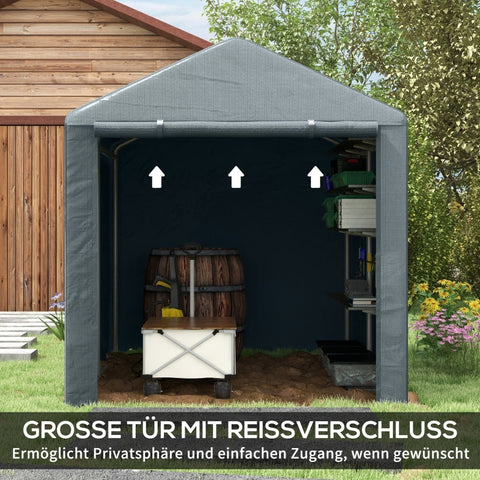 Rootz Tool Shed - Bike/Motorcycle Storage - Garden Equipment Shelter - UV-Resistant Tarpaulin - Galvanized Steel Frame - 160cm x 218cm x 172cm