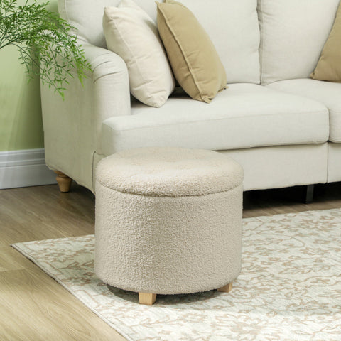 Rootz Round Stool with Storage - Footstool - Ottoman - Spacious 31.8L Storage - Ø45 x 41H cm - Brown