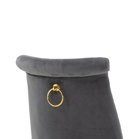 Rootz Set of Two Velvet Dining Chairs - Padded Backrest - Ergonomic Seating - Gold Metal Legs - 43.9cm x 62cm x 87.5cm