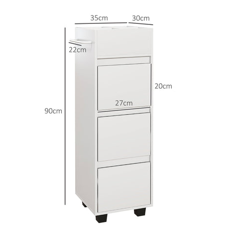 Rootz Bathroom Storage Unit - Cabinet - Organizer - Tip-Proof Stability - 35cm x 30cm x 90cm