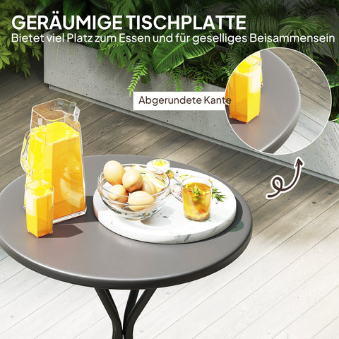 Rootz Garden Table - Outdoor Dining Table - Balcony Table - Weatherproof Steel - 60cm x 70cm - Black