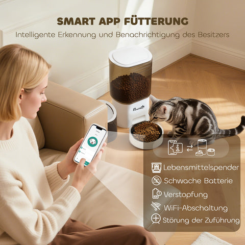 Rootz Automatic Pet Feed Dispenser & Water Fountain - Intelligent Pet Care - Small Dogs & Cats - App-Controlled - Whisper Quiet - 20cm x 17cm x 29.5cm