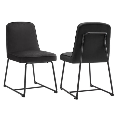 Rootz Black Velvet Dining Chairs - Modern Dining Seats - Elegant Upholstered Chairs - Comfy High-Density Foam - 46L x 45W x 81.5H cm