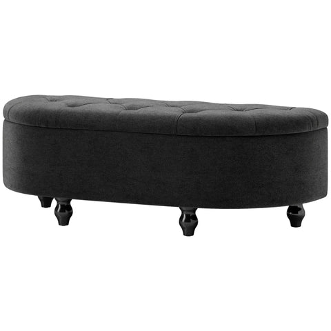 Rootz Velvet Storage Bench - Ottoman- Upholstered Stool - Dense Padding - Black Rubber Wood Legs - 120cm x 46cm x 42cm