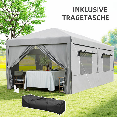 Rootz Pop Up Gazebo 3x6m - Garden Tent - Outdoor Pavilion - UPF50+ Protection - 597cm x 300cm x 268cm