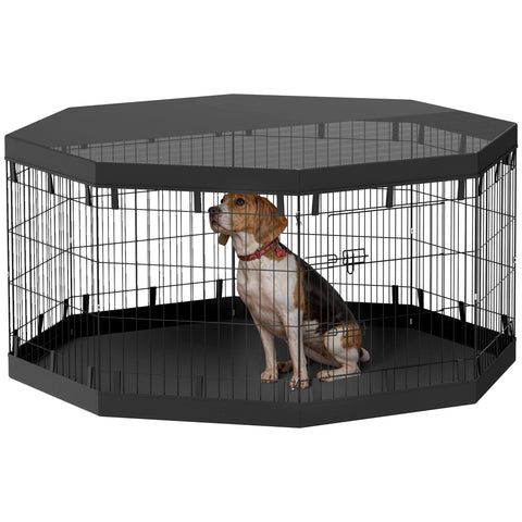 Rootz Puppy Run - Dog Enclosure - Pet Playpen - Waterproof Groundsheet - Ø159cm x 76cm - 8 Panels - Mesh & Tarpaulin Roof