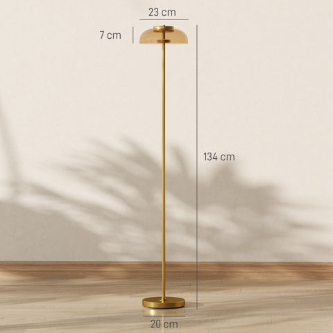 Rootz LED Floor Lamp Brass – Standing Lamp – Modern Uplighter – Warm 3000K Light – Easy Foot Switch – 25x25x134 cm – Enhances Ambience