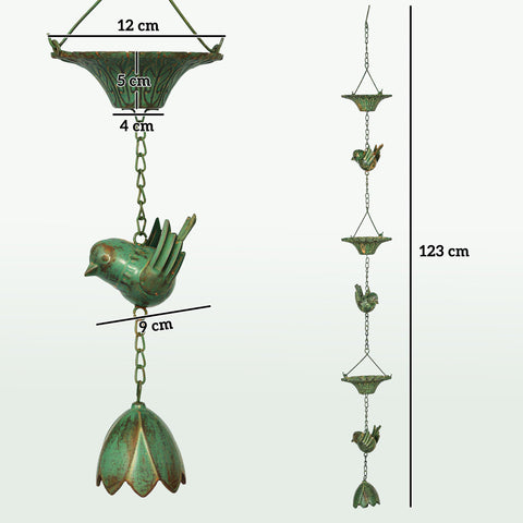 Rootz 3er Set Rain Chain - Drain Chain - Rainflow Chain - Corrosion-Resistant - 123cm x Ø12cm for Easy Garden Decoration