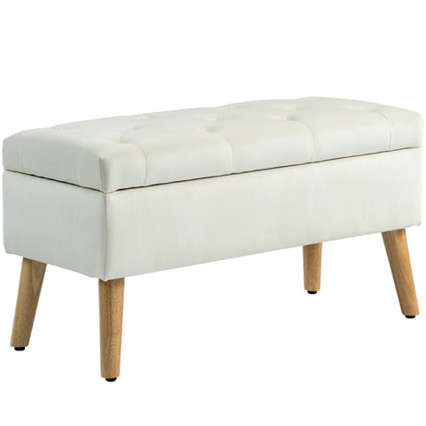 Rootz Storage Bench Chest - Velvety Fabric - Ottoman - 120kg Capacity - Hidden Storage - 80x35x40cm