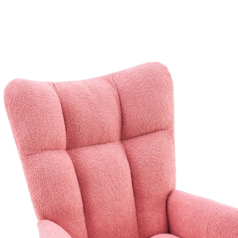 Rootz Pink Rocking Chair - Glider Chair - Velvet Rocker - Ultimate Comfort - 63.9L x 95.7W x 90.9H cm