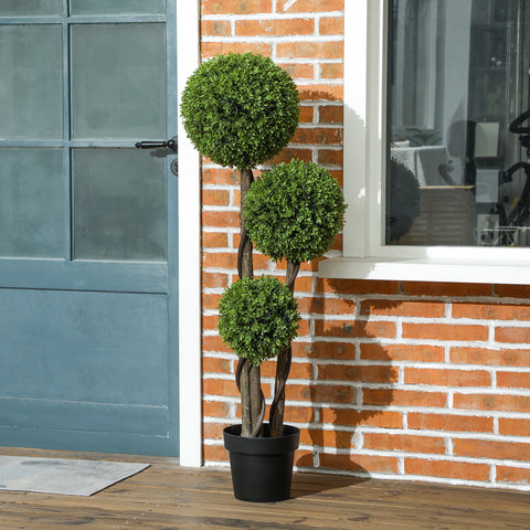 Rootz Artificial Boxwood Plant - Faux Greenery - Realistic Decor - Always Fresh - 115cm H x 19.5cm Ø Pot