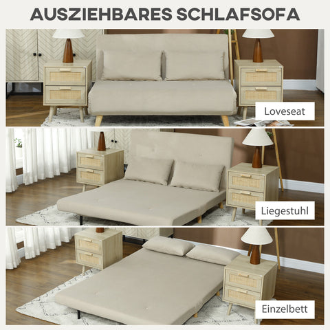 Rootz Sofa Bed - Relax Sofa - Convertible Couch - Velvet Finish - Comfortable Seating - 130 x 78 x 79 cm - Brown