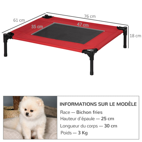 Rootz Raised Dog Bed - Elevated Pet Bed - Cooling Dog Cot - Micro-Perforated Fabric - 76 x 61 x 18 cm
