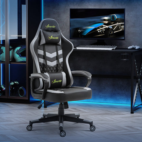Rootz Gaming Office Chair - Gamer Chair - Ergonomic Chair - Neck & Lumbar Support - 61cm x 70cm x 121-129cm
