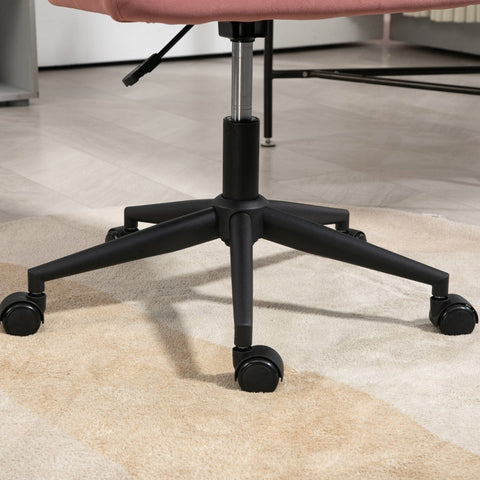 Rootz Pink Velvet Swivel Office Chair - Modern Desk Chair - Height Adjustable - Skin-Friendly Padding - 58cm x 58.5cm x 78-86cm