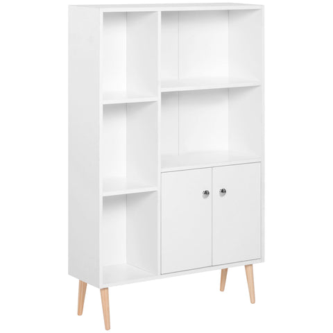Rootz Scandinavian Bookshelf - White Storage Unit - Display Shelf - Modern Design - 80l x 23.5b x 123h cm