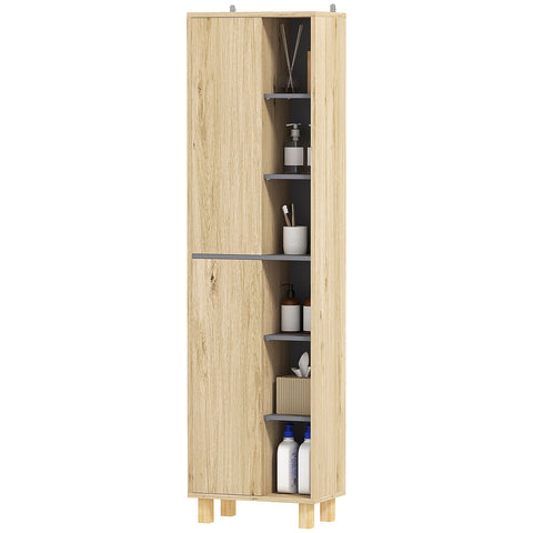 Rootz Tall Bathroom Cabinet - Storage Cabinet - Organizer - Easy-Clean Melamine - 40cm x 24cm x 148cm