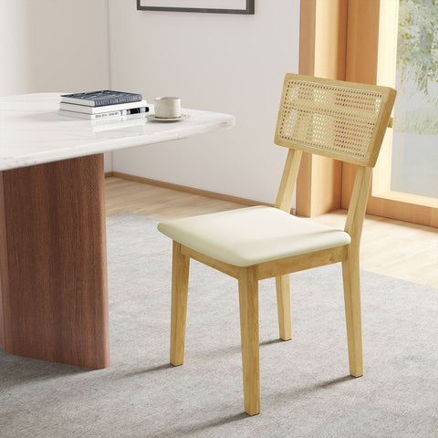 Rootz Dining Room Chair - Rattan Chair - Dining Seat - Stable Rubber Wood - 46.5b x 85h cm - Elegant Design and Comfort