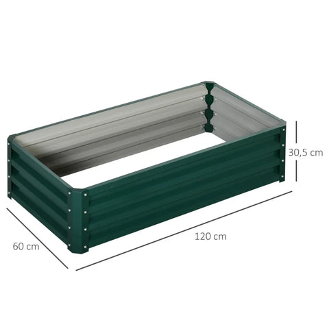 Rootz Raised Bed - Planter - Weather Resistant - Open Bottom - Galvanized Steel - Green - 120cm x 60cm x 30.5cm