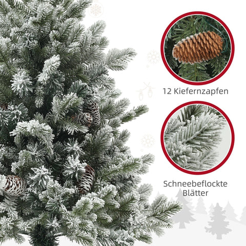 Rootz Christmas Tree - Artificial Christmas Pine - Snowy Ends - Flame Retardant - 100cm x 60cm - Pine Cones - Festive Decorations.